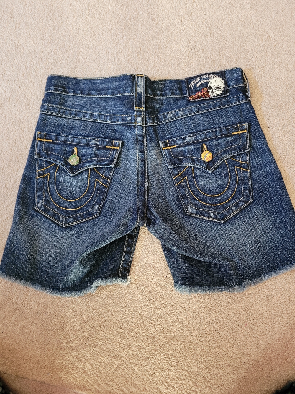 True Religion Skull Patch Denim  Shorts 24
